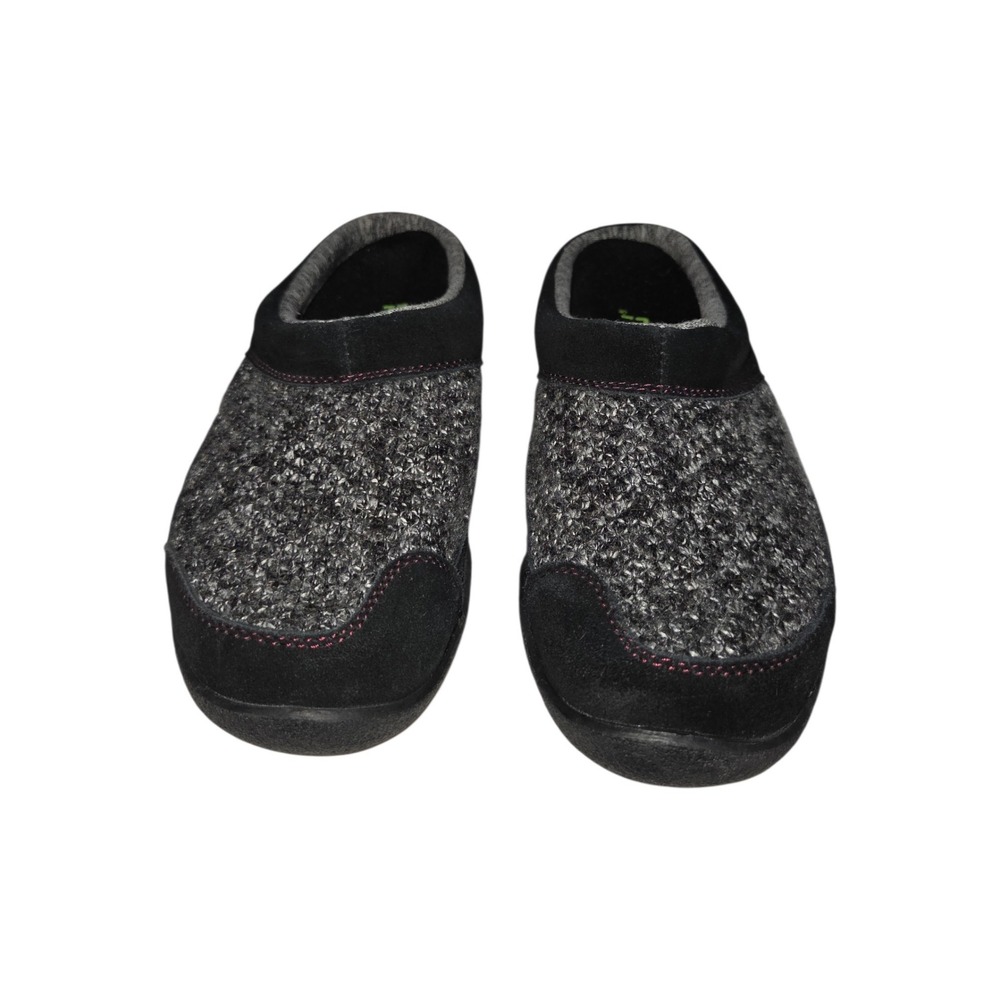 Kuru Slippers Women 8 Black Draft 20010680 Wool Blend Suede Mule Clog Orthopedic
